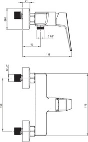 Blur Baterie de duș BQL_A40M Finisaj: alb