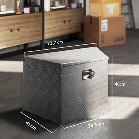 HOMCOM Cutie de scule pentru remorcă cutie de depozitare din aluminiu cu încuietoare formă trapezoidală 73,7 x 41 x 46 cm argintiu | Aosom Romania