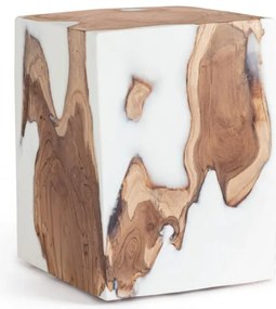 Masuta de cafea maro/alba din Lemn de Teak, 30x30x40 cm, Melty Bizzotto