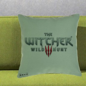 Perna Personalizata The Witcher 3 Wild Hunt, 40x40 cm, Verde, Husa Detasabila, Perna Inclusa, BEKZ®