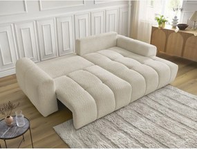 Colțar bej extensibil/cu spațiu de depozitare cu tapițerie din țesătură bouclé (cu colț pe partea dreaptă/cu șezlong) Roxelane – Bobochic Paris