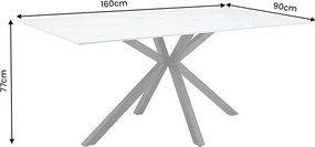 Masa dining cu blat ceramic GALAXIE alb 160x90cm