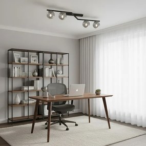 Plafonieră NATON, 4xE14/10W/230V, negru/fumuriu