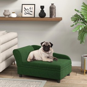 PawHut Canapea câini pisici pe picioare cu depozitare stil modern perne de șezut detașabile 76 x 45 x 43 cm verde | Aosom Romania