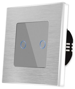 Intrerupator Dublu cu Touch din Sticla si Rama de Aluminiu LUXION, protocol ZigBee