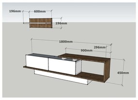 Set mobilier TV alb/natural 180x55 cm Asos - Woody Fashion