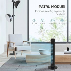HOMCOM Ventilator Oscilant de Turn, 3 Viteze, Telecomandă, Temporizator, Mod Repaus, Ideal pentru Acasă | Aosom Romania