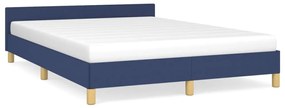347421 vidaXL Cadru de pat cu tăblie, albastru, 140x200 cm, textil