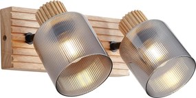 Spot inteligent din lemn cu sticlă fumurie cu 2 lumini rotativ și înclinabil, inclusiv WiFi G45 - Gracy