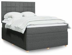 3294408 vidaXL Pat continental cu saltea, gri închis, 160x200 cm, țesătură