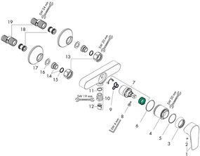 Baterie dus montaj pe perete, Hansgrohe, Talis E, Crom