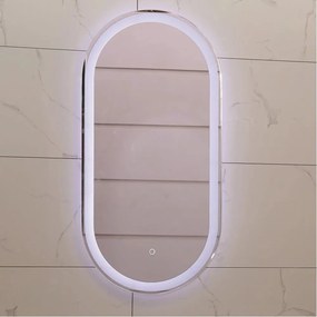 Oglinda cu iluminare LED cu functie dezaburire Inter Ceramic 40x80 cm ovala crom lucios