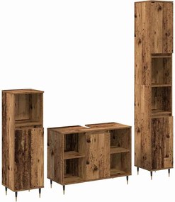vidaXL Set de mobilier pentru baie 3 pcs Lemn Vechi Lemn compozit
