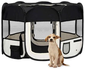 vidaXL Țarc de câini pliabil cu sac de transport, negru, 110x110x58 cm