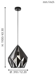 Eglo 49255 - Lustra CARLTON 1 1xE27/60W/230V