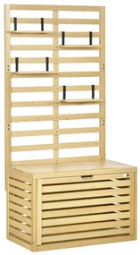 Outsunny Cutie de Depozitare cu Grilaj, 4 Rafturi Suspendate, Ușă Magnetică, Lemn Masiv, Natural, 80 x 45 x 160 cm | Aosom Romania