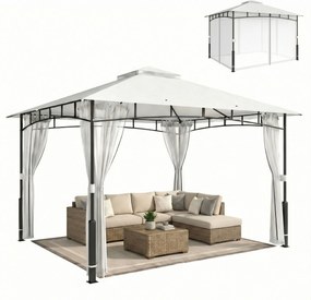 Outsunny Pavilion, 3x3,6 m rezistent la apă Stabil pavilion de grădină cu plasă anti-țânțari, acoperiș dublu, pentru grădină, terasă, Negru | Aosom Romania