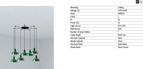 Lustra cu 7 pendule metal TATAWIN S verde