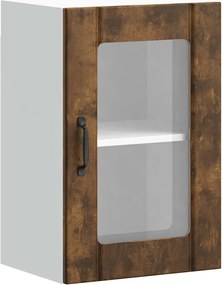 vidaXL Dulap de bucătărie cu ușă din sticlă stejar afumat „Lucca”