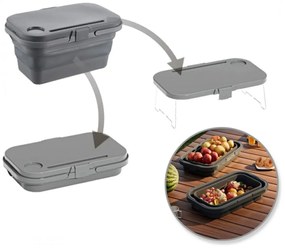 Coș de picnic, pliabil, 3 în 1, gri, masă portabilă, recipient și cutie multifuncțională, 15L, KP03SZ, eCarla