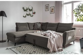 Colțar extensibil din catifea cu șezlong pe partea stângă Miuform Stylish Stan L, gri închis