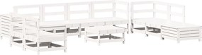 vidaXL Set canapea de grădină, 11 piese, alb, lemn masiv pin