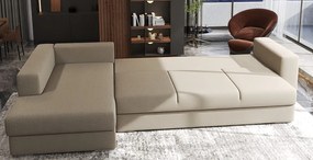 Colțar extensibil dumonde cu ladă de depozitare si sezut confortabil din spuma high-density, Gloria Enjoy Camel 320x183 cm