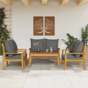 3211802 vidaXL Set mobilier de grădină cu perne, 5 buc., lemn masiv acacia