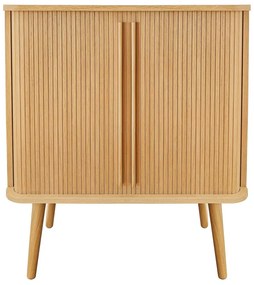 Comodă în culoare naturală înaltă cu aspect de lemn de stejar cu ușă glisantă 83x95 cm Rove – Woodman