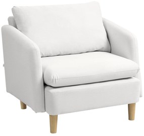 HOMCOM Fotoliu Modern pentru Living din Țesătură cu Șezut Larg și Gros, Crem | Aosom Romania