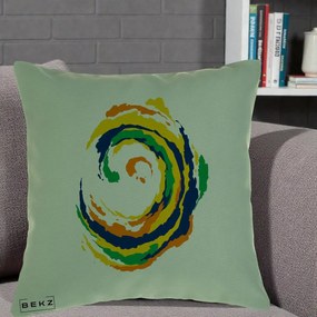 Perna Decorativa Vortex Abstract Colorat, 40x40 cm, Verde, Husa Detasabila, Perna Inclusa, BEKZ®