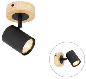 Spotlight modern negru cu lemn inclinabil - Jeana