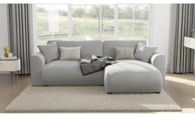 Colțar gri deschis cu tapițerie din catifea (cu colț variabil) Lorine – Ropez