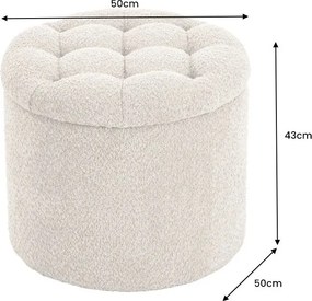 Taburete cu spatiu de depozitare Modern Barock 50cm, boucle champagne