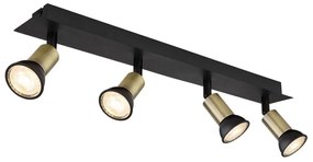 Plafoniera 4L design modern Drew negru, auriu