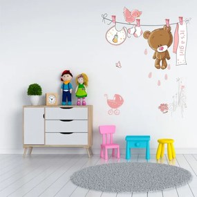 Sticker perete Pink Bear Baby Shower