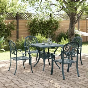 3216344 vidaXL Set mobilier de grădină, 5 piese, verde, aluminiu turnat