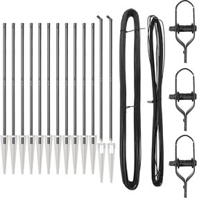 vidaXL Stâlp de gard. 13 pcs Gri Oțel