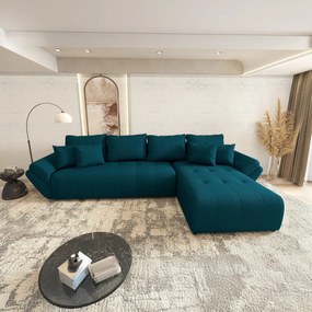 Colțar extensibil dumonde cu ladă de depozitare si sezut confortabil din spuma high-density, Berlin XL Enjoy Petrol 350x185 cm II