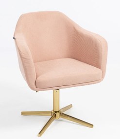 HR832CROSS Scaun Catifea Reiată Premium culoare Roz prăfuit Litchi cu Bază Aurie