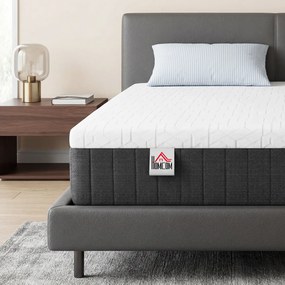 HOMCOM Saltea 140 x 190 cm, grosime 25 cm, spumă cu memorie, arcuri individuale 7 zone, fermitate medie | Aosom Romania