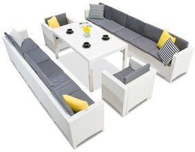 Mobilier de grădină cu două canapele mari Colorado Apetito Max 12 alb Bica