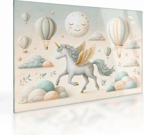 Tablou pe sticlă - Unicorn fericit (70x50 cm)