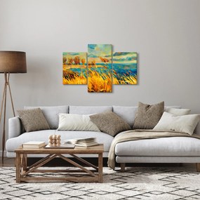 Tablou - Apus de soare peste lac, pictură acrilică (90x60 cm)