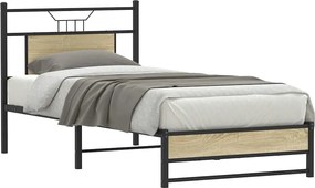 vidaXL Cadru pat fără saltea, stejar sonoma 75x190 cm lemn prelucrat