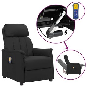 3093232 vidaXL Fotoliu de masaj cu ridicare, negru, piele ecologică