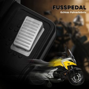 AIYAPLAY Motocicletă electrică pentru copii, Honda, 3 km/h, Muzică &amp; Lumină, 3-6 ani, până la 30 kg, Galben | Aosom Romania