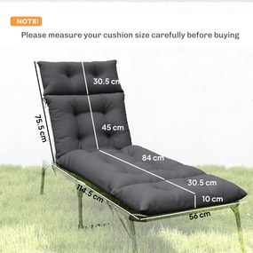 Outsunny Set de 2 perne pentru șezlong, pernă baie de soare groasă, confortabilă - 6 prinderi, 190 x 56 x 10 cm, gri închis | Aosom Romania