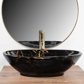 Lavoar pentru blat REA Pamela Black Marble Shiny