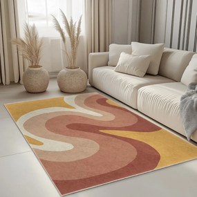 Covor tip traversă galben ocru-roz prăfuit lavabil 60x230 cm Strawberry Creamsicle – Mila Home